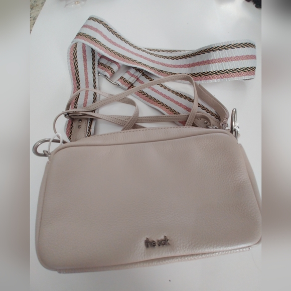 The Sak Handbags - The Sak Cora Crossbody Bag in Blush Pink with Striped Strap